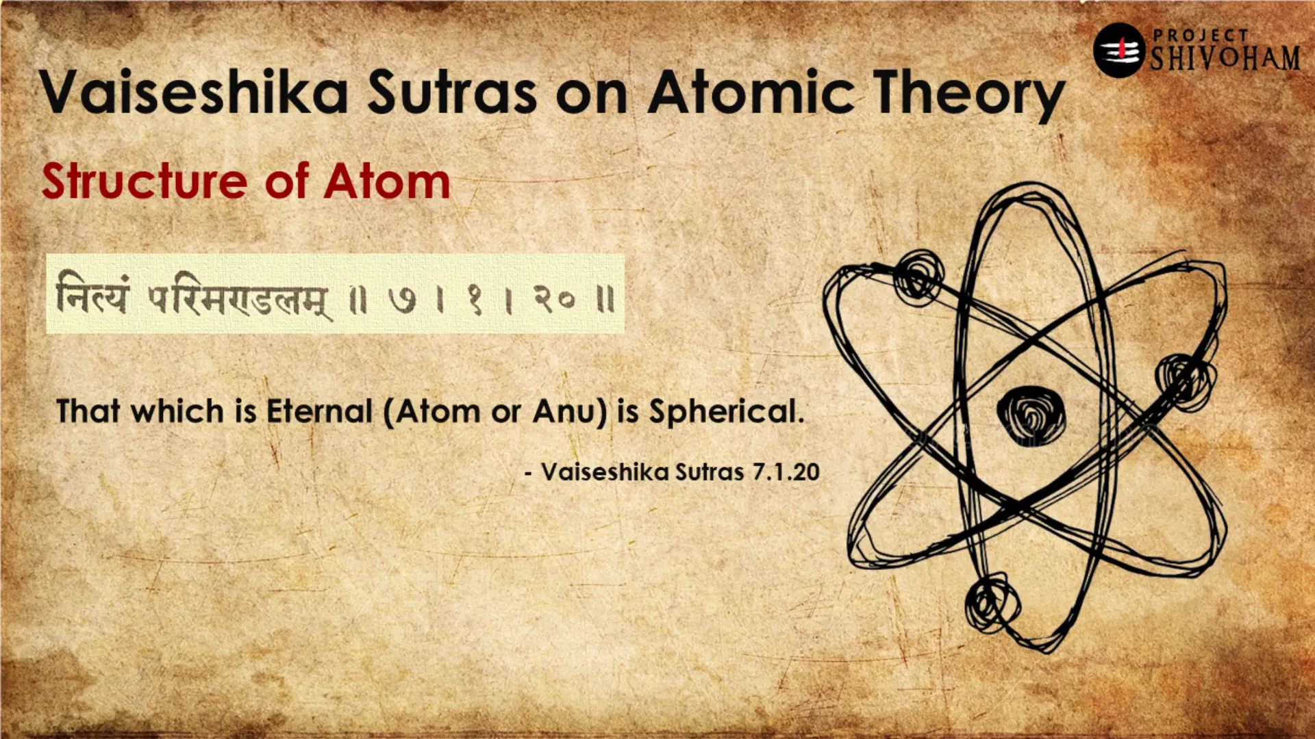 Maharishi Kanada explaining atomic structure