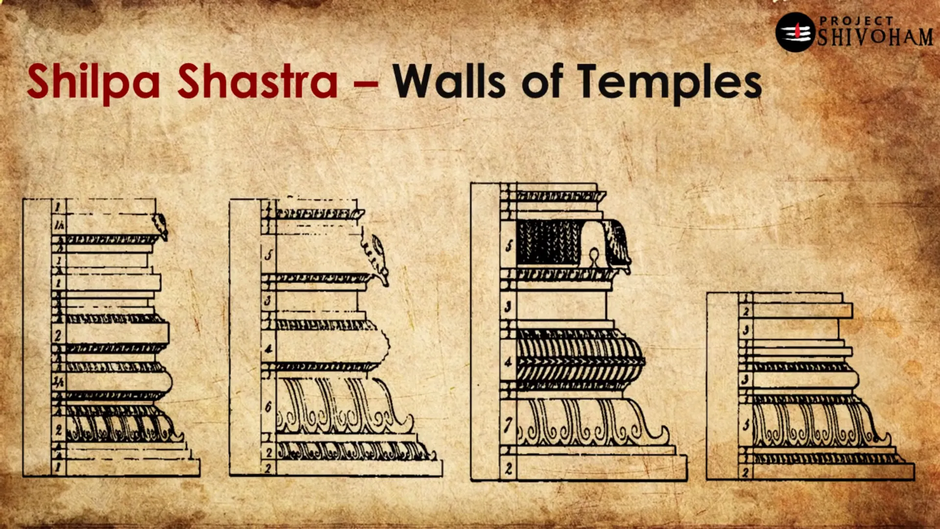 Blueprints of temple wall designs