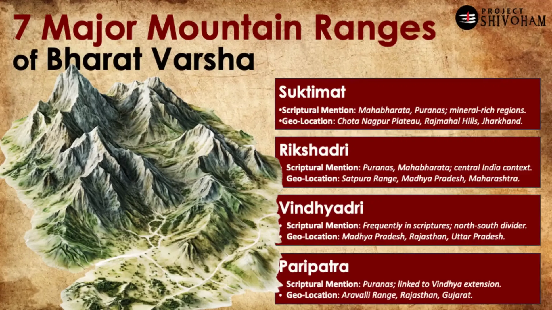 The seven mountain ranges of Bharatavarsha as described in the Puranas