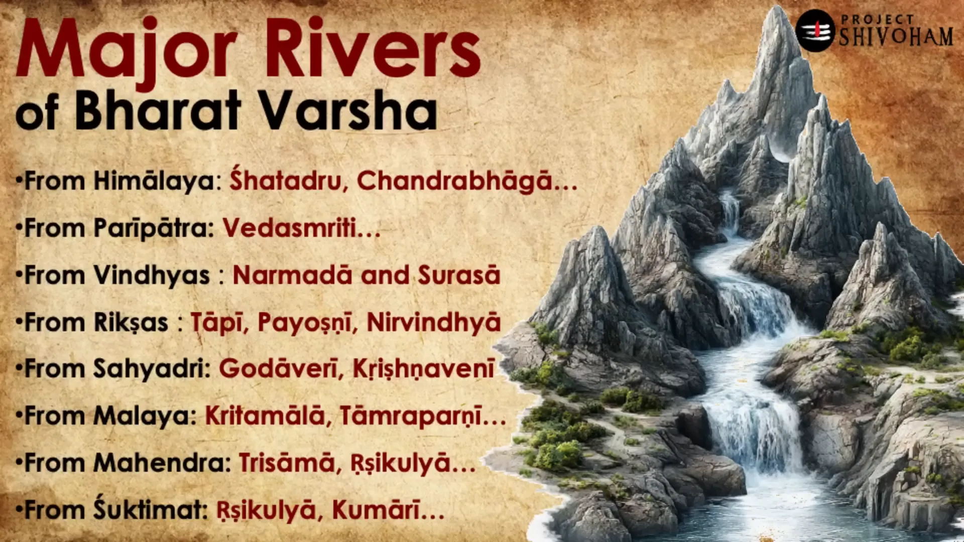 Major rivers flowing through Bharatavarsha as described in the Puranas