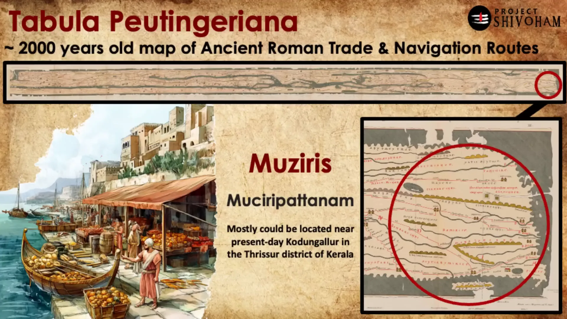 Map showcasing the location of Muziris and its trade significance