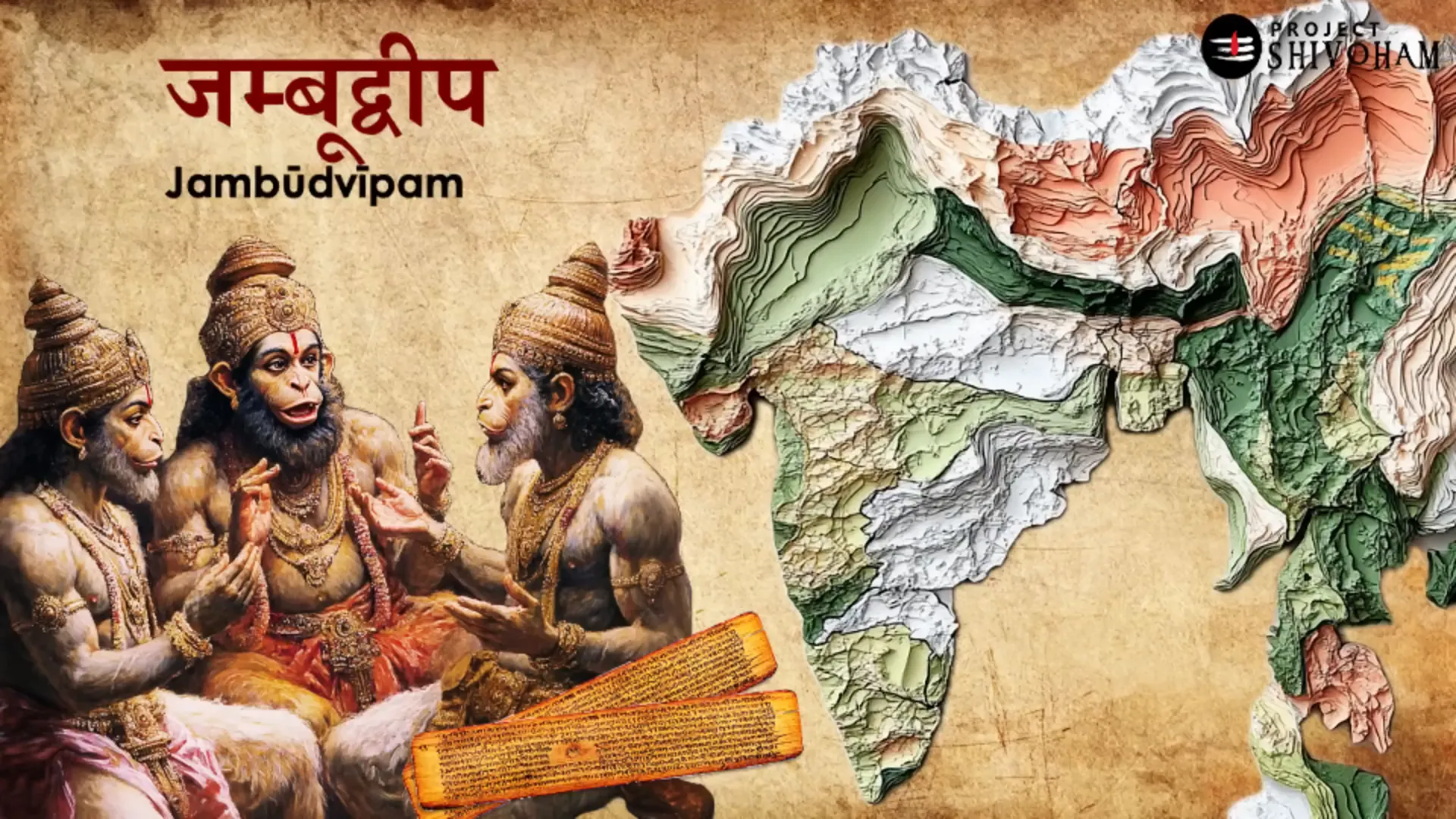 Illustration summarizing the nine regions of Jambudvipa