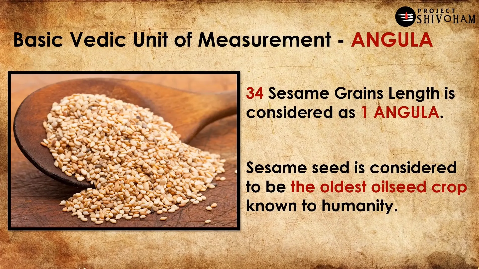 Angula measurement using sesame seeds