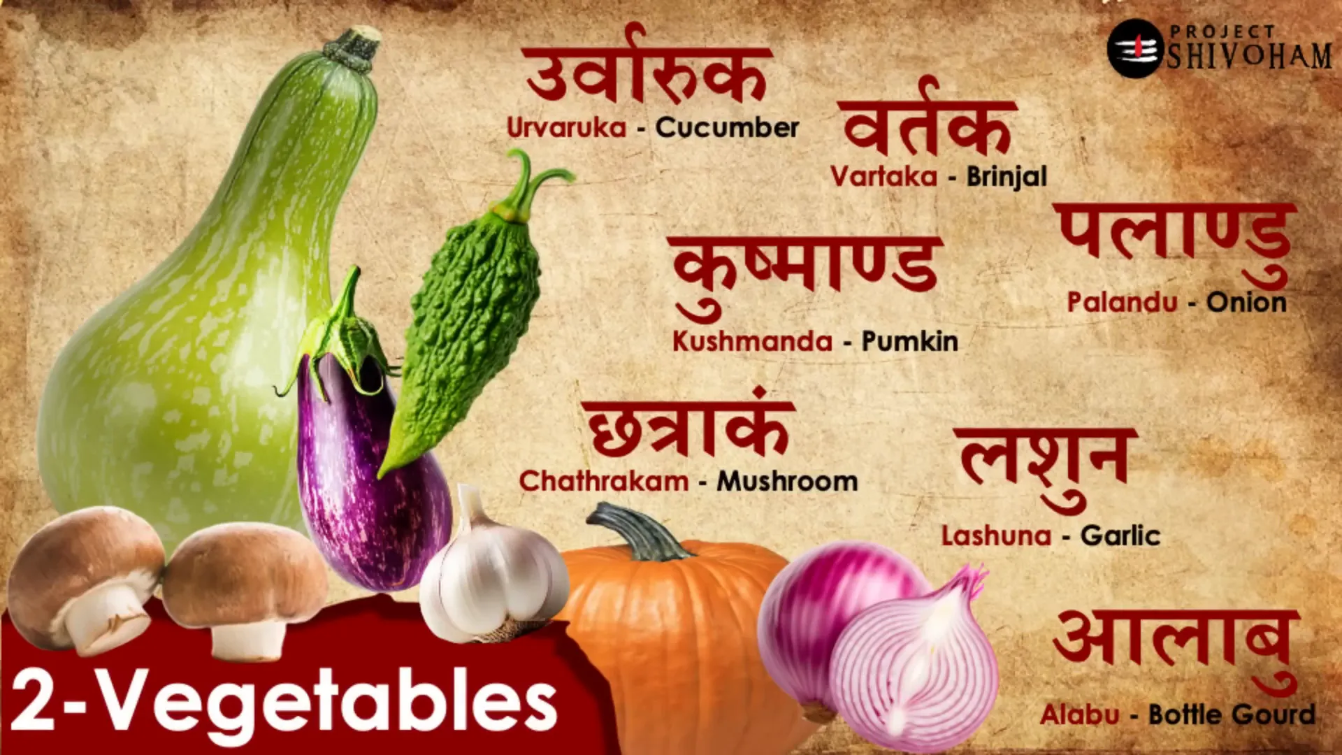 Display of ancient vegetables consumed in Bharat