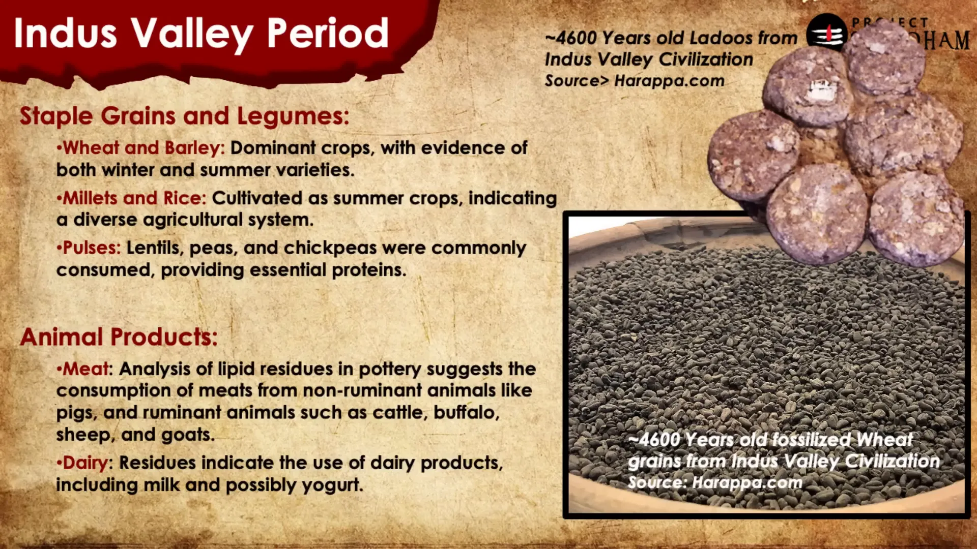 Staple grains and legumes from the Indus Valley