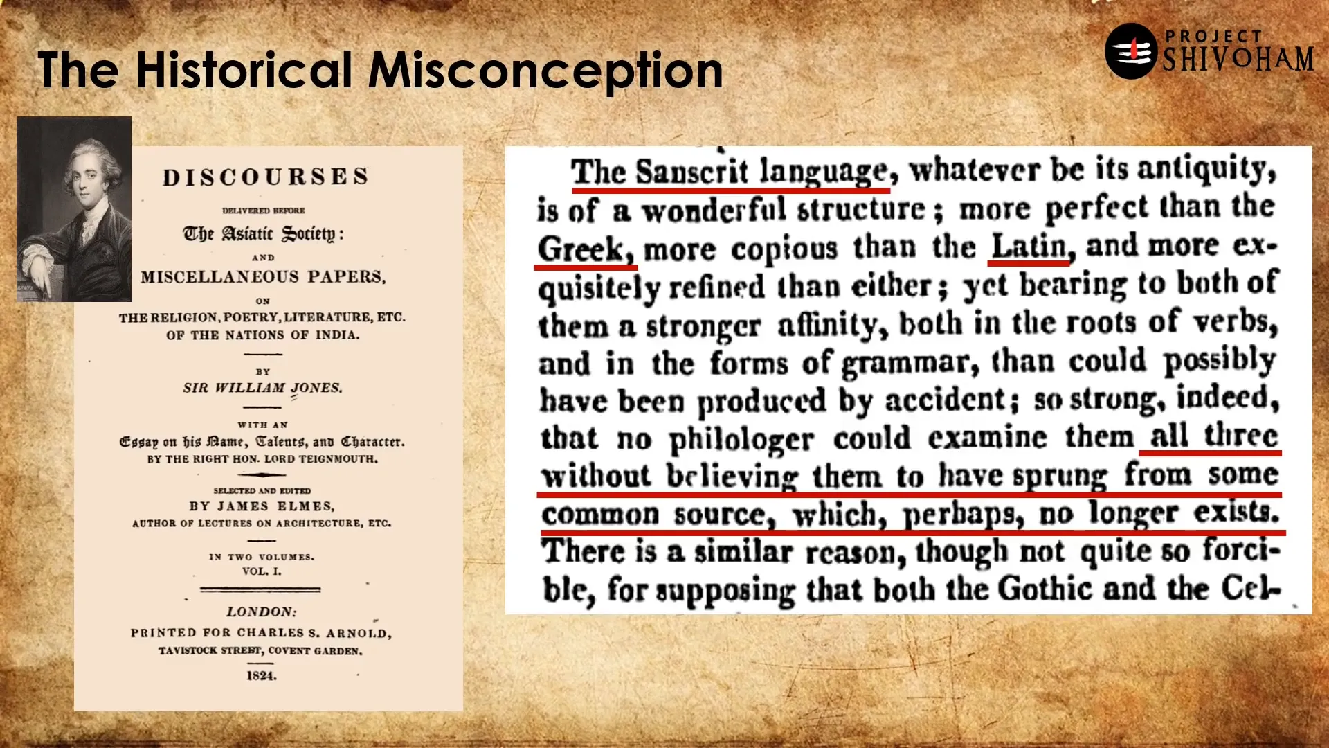 Page from William Jones's discourses on Sanskrit and Indo-European languages