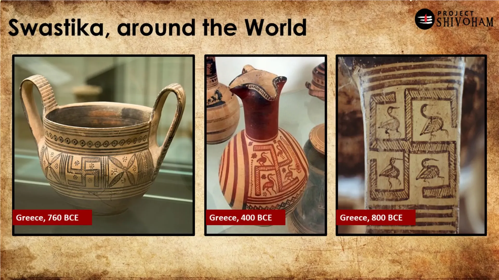 Pottery from ancient Greece featuring the Swastika prominently