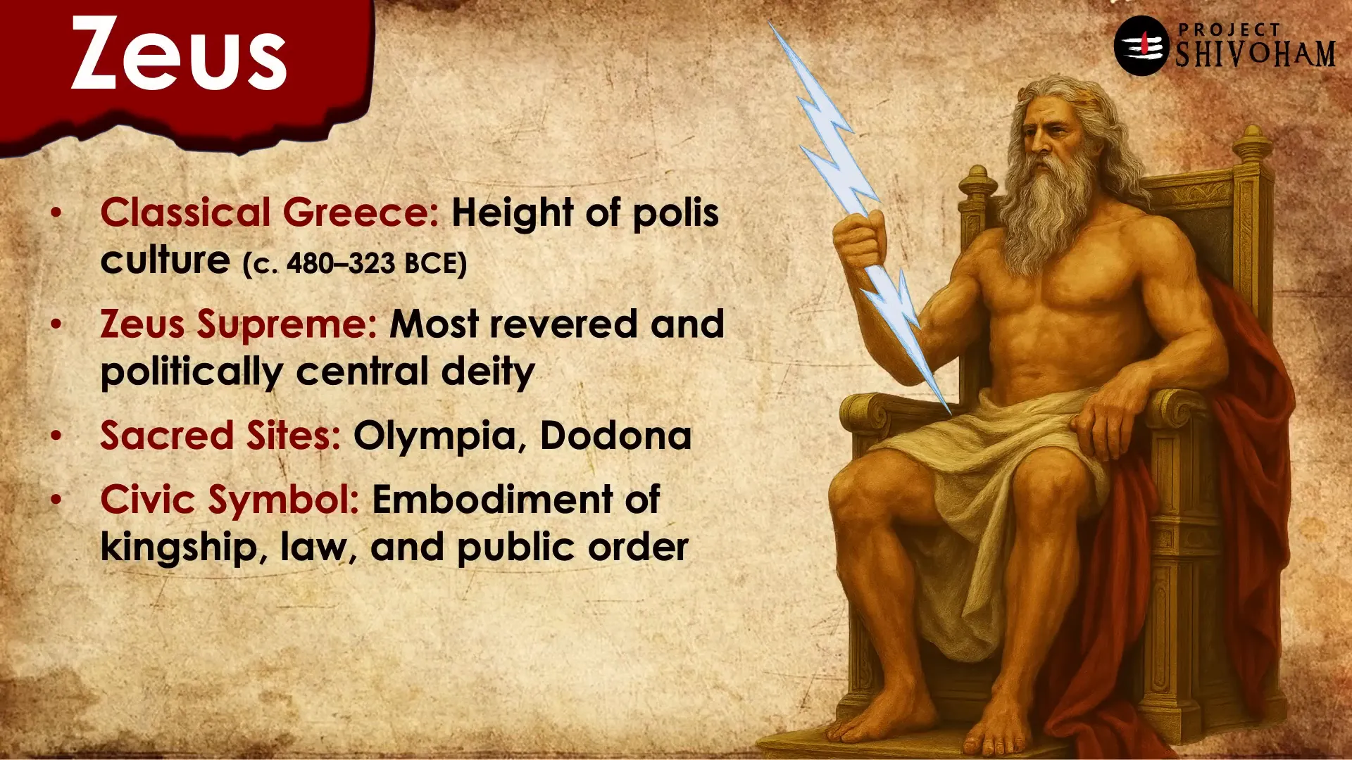 Ancient Greek depiction of Zeus, the supreme sky god