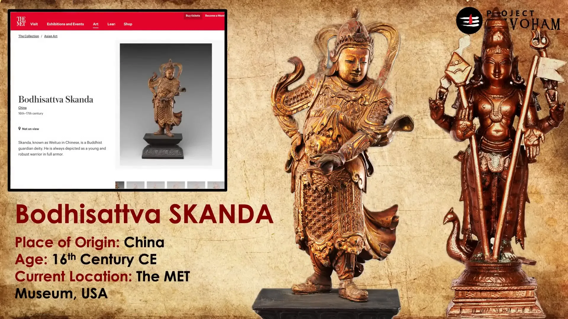 Bodhisattva Skanda statue in Mahayana Buddhism