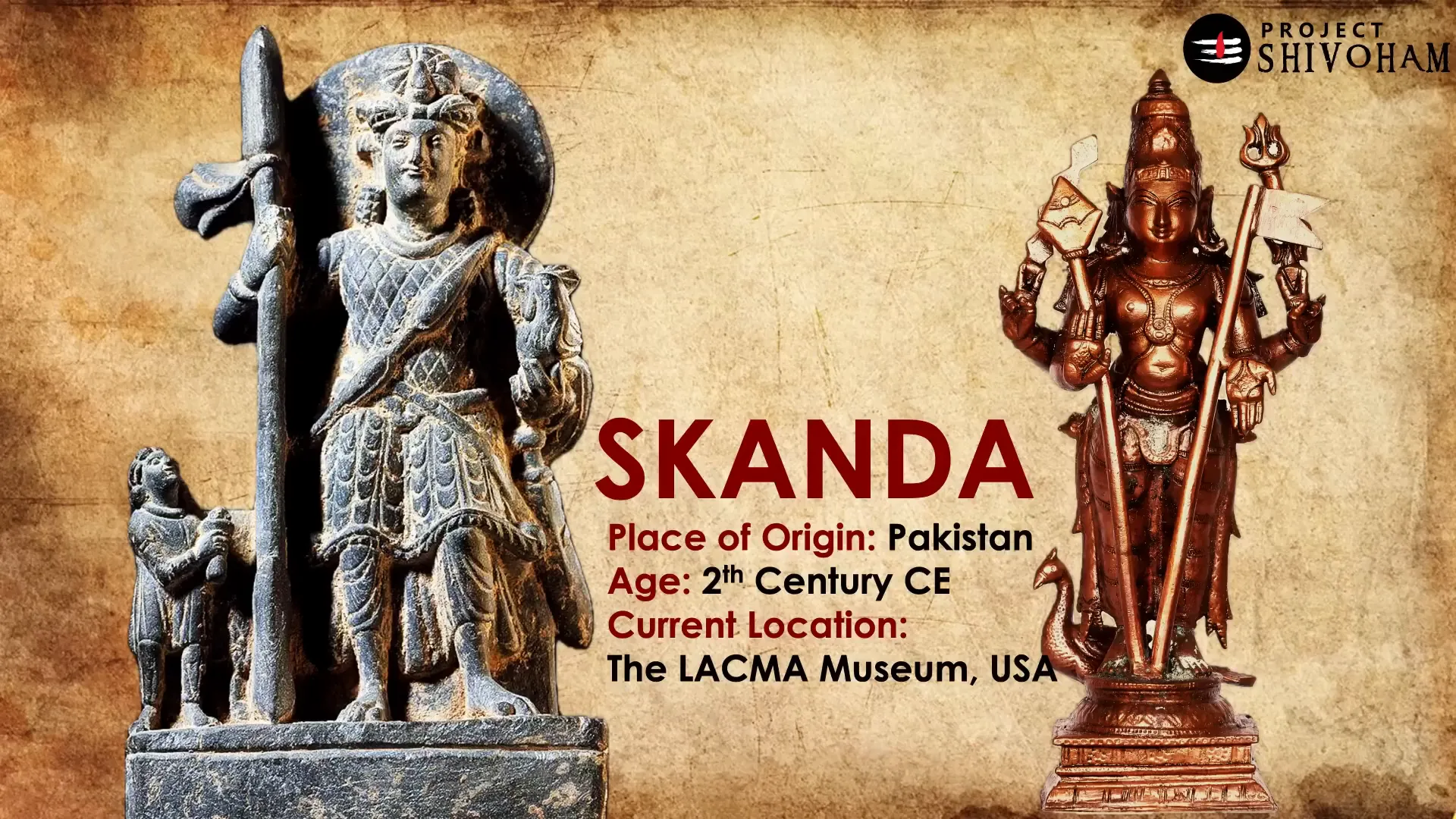Ancient Gandharan Skanda statue in Scythian warrior attire